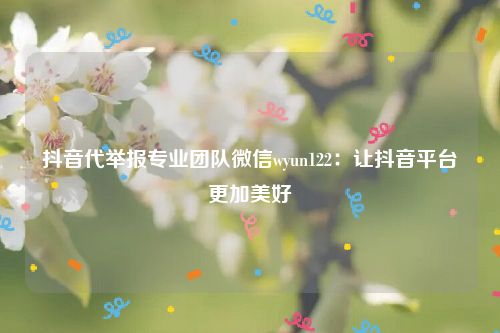 抖音代举报专业团队微信wyun122：让抖音平台更加美好