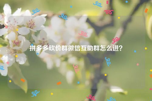 拼多多砍价群微信互助群怎么进？