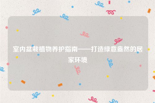 室内盆栽植物养护指南——打造绿意盎然的居家环境