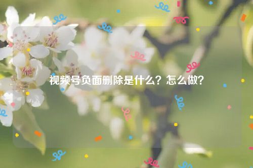 视频号负面删除是什么？怎么做？